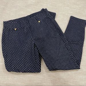 Michael Kors Navy and White Polka Dot Pants Size S